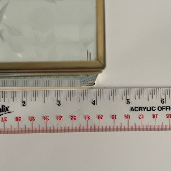 Vintage | Small Brass & Etched Glass Mirrored Trinket Box - Picture 9 of 10